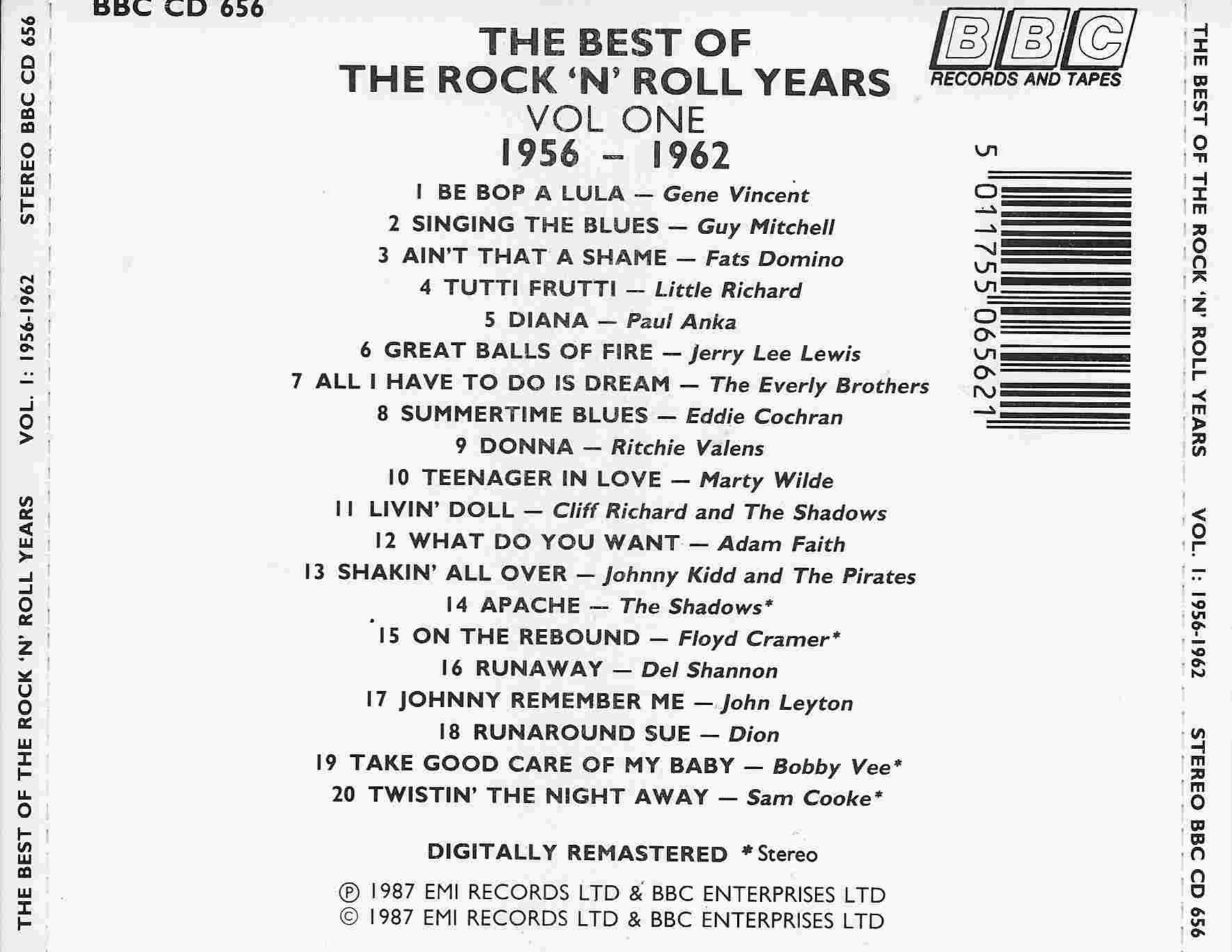 Picture of BBCCD656 The best of the rock 'n' roll years 1956 - 1963 by artist Various from the BBC records and Tapes library